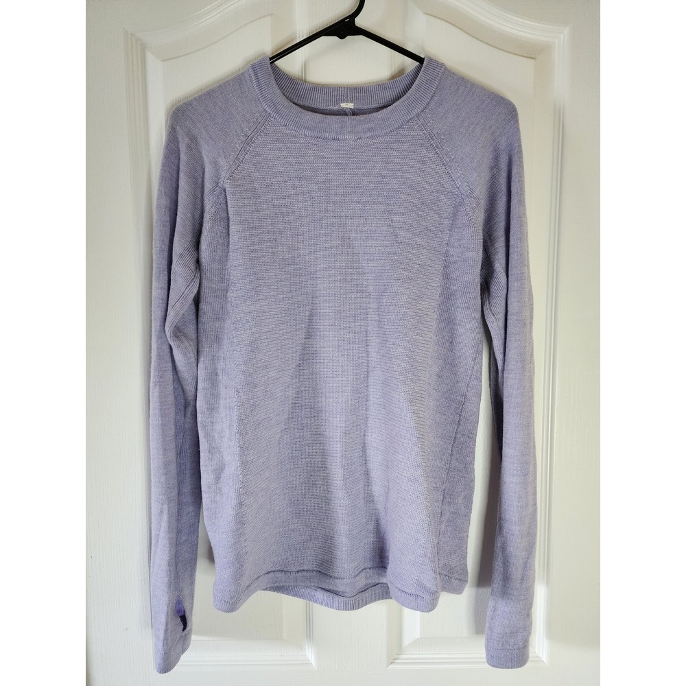 Lululemon Merino Wool Long Sleeve Sweater Lavender Purple Thumbholes Size 6